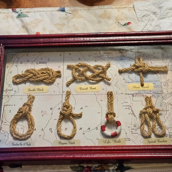 Wall Decor | Sailors Knot Nautical Shadow Box With Ship 7 Ropes Knots ...